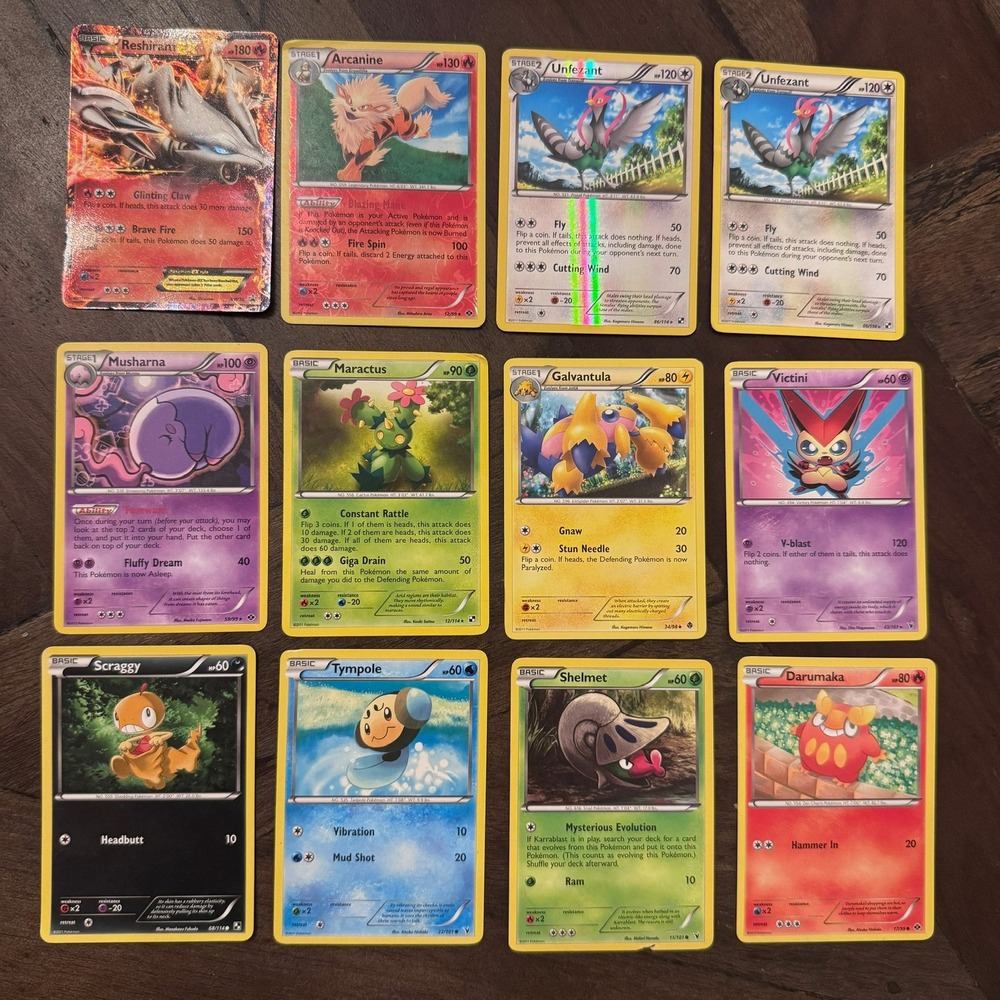 Pokemon‎ Card Lot Reshiram EX BW36 Promo Arcanine Holo Trainer Tin Some Cards